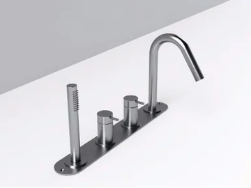 MAE - Stainless steel bathtub set with diverter with plate by Rexa