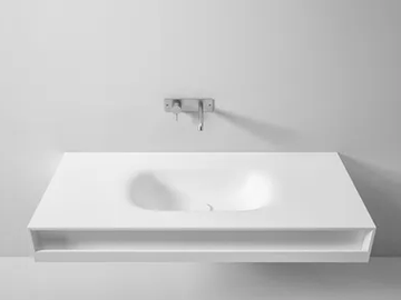 TERMOFORMATO - Wall-mounted Corian® washbasin with towel rail by Rexa