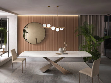 LIVING - Fixed and extending table with ceramic top by RIFLESSI