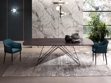 PEGASO - Fixed and extending table with wooden top by RIFLESSI