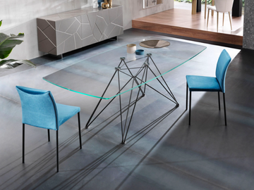 PEGASO - Fixed table with crystal top by RIFLESSI