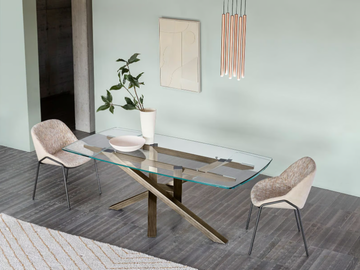 SHANGAI - Fixed and extending table with glass top by RIFLESSI