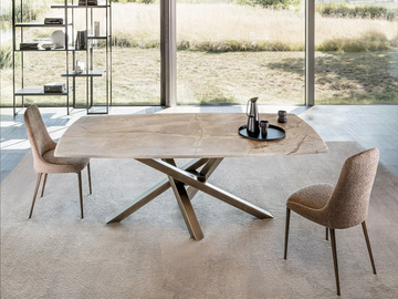 SHANGAI - Fixed table with natural stone top by RIFLESSI