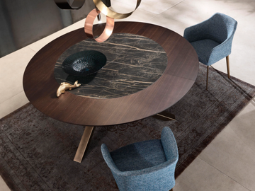SHANGAI - Fixed table with wooden top and ceramic insert by RIFLESSI