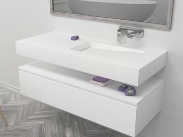 CANADA - Wall-mounted single rectangular Corian® washbasin by RILUXA