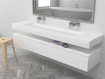 GEORGIA - Wall-mounted double rectangular Corian® washbasin by RILUXA