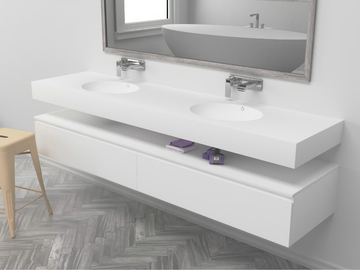 PURITY - Wall-mounted double oval Corian® washbasin by RILUXA
