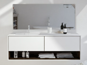 REFRESH CARTHAGE - Single wall-mounted Corian® vanity unit by RILUXA