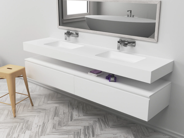 TORONTO - Wall-mounted double rectangular Corian® washbasin by RILUXA