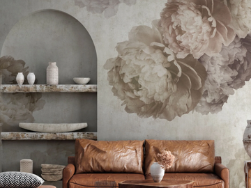 PEONIA - Panoramic wallpaper with floral pattern by Rimura
