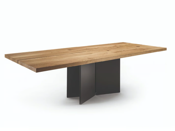 AMBO - Rectangular table with iron base and solid wood top by Riva 1920