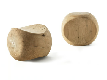 AMEDEA - Low tilting stool in solid cedar wood by Riva 1920