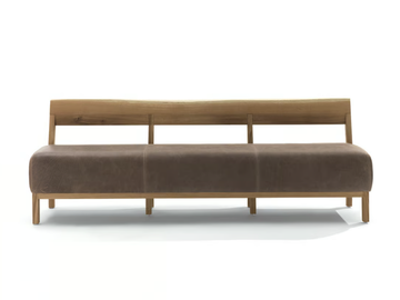 Betty - Leather and solid wood bench with back by Riva 1920