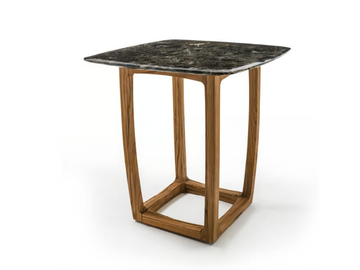 BUNGALOW BAR TABLE MARBLE - Square dining table with marble top and solid wood top by Riva 1920