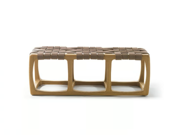 BUNGALOW BENCH - Solid wood and leather bench by Riva 1920