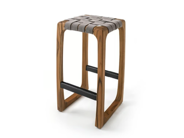 BUNGALOW - High teak garden stool with footrest and fabric seat by Riva 1920