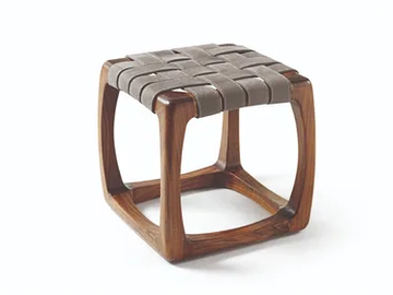 BUNGALOW STOOL - Low teak garden stool with fabric seat by Riva 1920