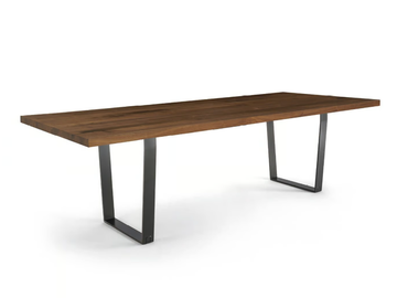 D.T. TABLE SQUARED - Rectangular dining table with solid wood top and iron base by Riva 1920