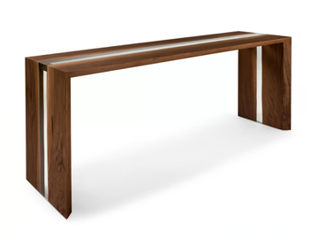 FRAME RESIN - Console in solid walnut with resin strip by Riva 1920
