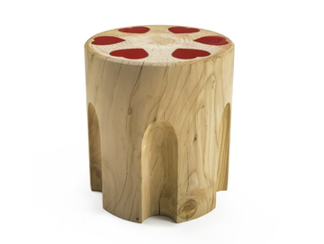 HEARTS-SHOTER - Low solid wood stool by Riva 1920