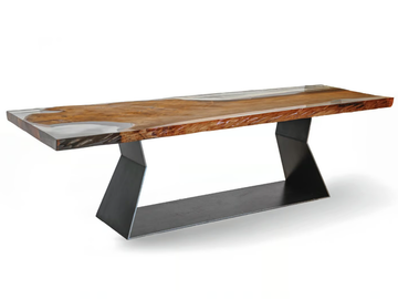 KAURI BEDROCK - Rectangular table with Kauri solid wood and iron base by Riva 1920