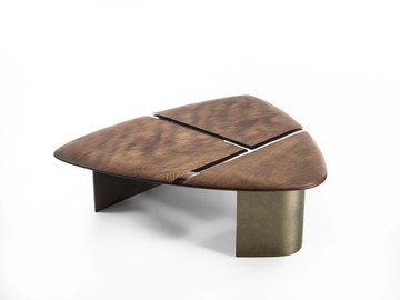 KAURI DELTA - Triangular coffee table with wood and resin top by Riva 1920