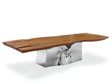 KAURI RIFLESSI MILLENARI - Rectangular table with top in Kauri wood and steel base by Riva 1920