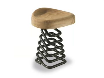 MOLLA - Low solid ceda rwood stool with iron base by Riva 1920
