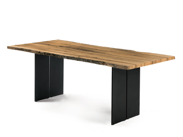 NATURA BRICCOLA - Table with briccola wood top anche iron base by Riva 1920
