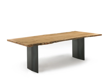 SKY-NATURA BRICCOLA - Rectangular table with briccola wood top and iron base by Riva 1920