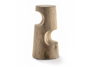 SLALOM HIGH - High solid cedar wood stool with footrest by Riva 1920