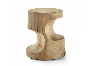 SLALOM - Low solid cedar wood stool with footrest by Riva 1920