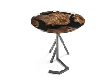TINY EARTH - Round Kauri solid wood and resin high side table by Riva 1920