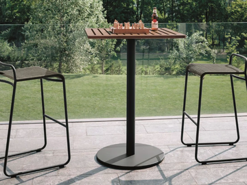 BUTTON - Square teak high table by RODA
