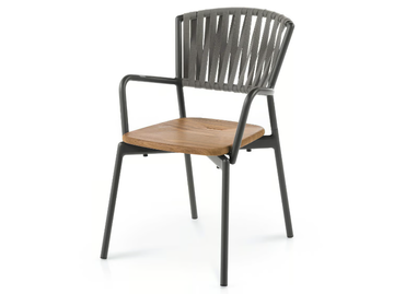 PIPER 121 - Polyester and teak garden chair with armrests by RODA