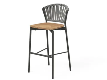 PIPER 150 - High stool in aluminum and teak with footrest by RODA
