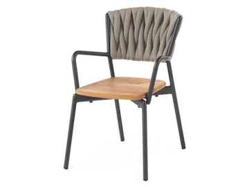 PIPER 221 - Polyester and teak garden chair with armrests by RODA