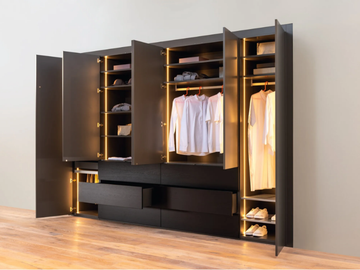 ROLF BENZ 9200 STRETTO - Wooden wardrobe with drawers by Rolf Benz