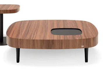 ROLF BENZ 968 - Low square wood veneer coffee table by Rolf Benz