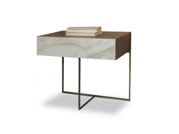 BOGEY - Rectangular metal and ceramic bedside table with drawer by Ronda Design