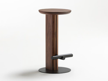 ROOK - High walnut stool with footrest by Ross Gardam