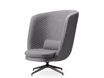 CLEO METAL - Swivel trestle-based fabric armchair high-back by ROSSIN