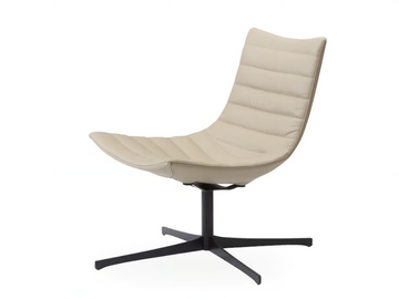 LUC SOFT - Swivel upholstered leather easy chair by ROSSIN