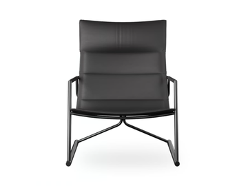 SIGNA - Sled base leather easy chair with armrests by ROSSIN