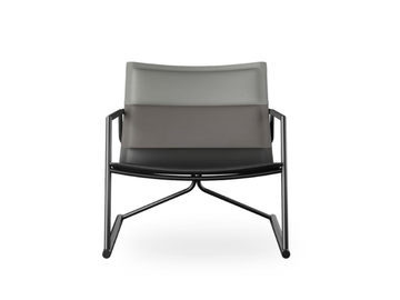 SIGNA - Sled base leather easy chair with armrests by ROSSIN