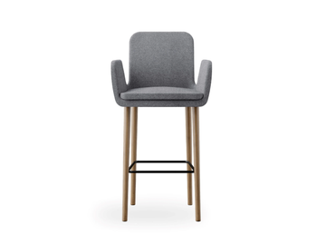 SOFIE - Fabric stool with armrests with back by ROSSIN