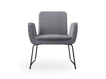 SOFIE - Sled base fabric easy chair with armrests by ROSSIN