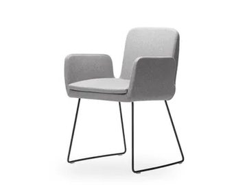 SOFIE - Sled base fabric easy chair with armrests by ROSSIN