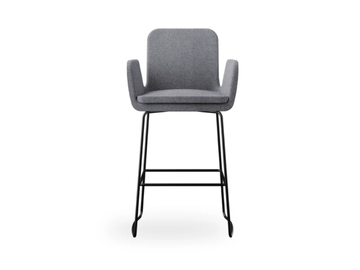 SOFIE - Sled base fabric stool with armrests by ROSSIN