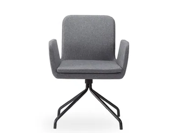SOFIE - Swivel trestle-based fabric easy chair with armrests by ROSSIN